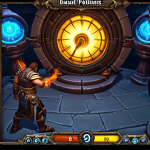 **Prompt:** A dynamic, intense, and slightly chaotic close-up of a player's perspective within a high-stakes World of Warcraft raid. The central focus is a highly customized, prominent UI overlay, similar to WeakAuras, displaying multiple glowing, ticking buff timers (e.g., Flask, combat potion, major cooldowns) strategically placed near the character's abilities. The player's hands are a blur, indicating frantic key presses, and their character is mid-spell cast with vibrant ability effects surrounding them. In the blurred background, a massive raid boss is winding up a powerful ability, creating a sense of urgency and the "pit-in-my-stomach" feeling of managing critical buff durations against a ticking clock. The atmosphere is tense, focused, and high-performance.