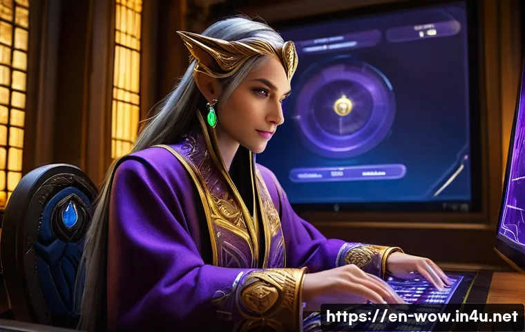 월드 오브 워크래프트 금화 벌기 팁 - **A Savvy Auction House Trader**
A human female World of Warcraft character, dressed in a sophis...