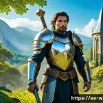 월드 오브 워크래프트 신규 유저 가이드 - A heroic human paladin clad in shining silver and gold armor, wielding a glowing hammer and shield, ...